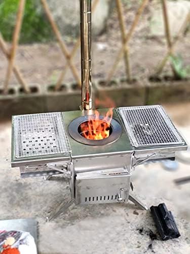 Sarmeirwood пожар шпорет на отворено од не'рѓосувачки челик Преносен шпорет за скара со мултифункционален шпорет за кампување