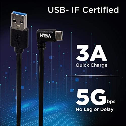 Hysa Oculus Quest Link Cable 13ft USB 3.2 G1 90 степени Агол Тип C до USB Type A Трансфер на податоци со голема брзина и брзо полнење,