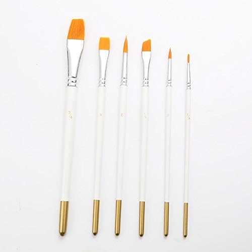 Pdgjg 6pcs Постави дрвена рачка со акварел боја на пенкало за бои четки за четки за цртање уметност бела сликарска уметност најлон
