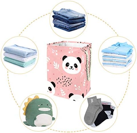 Unicey Симпатична шема на главата на пандата што може да се сруши алишта за перење со рачки корпа за перење, голема корпа за корпи за корпи
