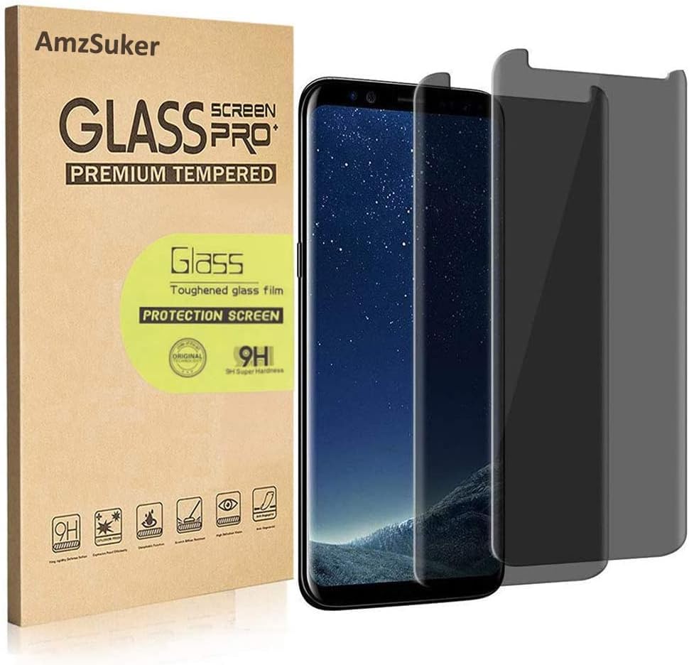 [2 Пакет] За Galaxy S8 Плус Заштитник На Екранот За Приватност, Amzsuker Анти-Шпион 3D Закривено Калено Стакло [Пријателски Случај]