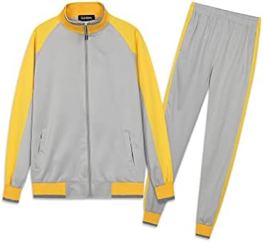 Manинг за машки тревки за потбиен костум за пот -долги ракави 2 парчиња облека за спортови за џогирање на костуми поставени