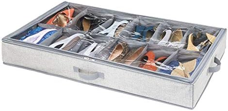 Idesign Aldo ткаенина под кревет за чевли за чевли кутија за складирање во спална соба, плакарот, 36 x 21 x 5 , сива