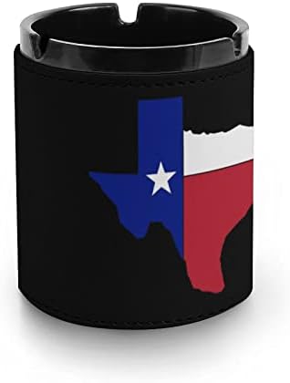 Мапа на знамето на Тексас Премиум кожа пепелска тркалезна цигари Десктоп пушење фиока за пепел за автомобил или употреба на отворено