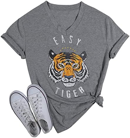 Lukycild Tiger Tshirt Women Wintage Graphic Graphic Graphic Bright Short Sleate Luttue Tee Tops