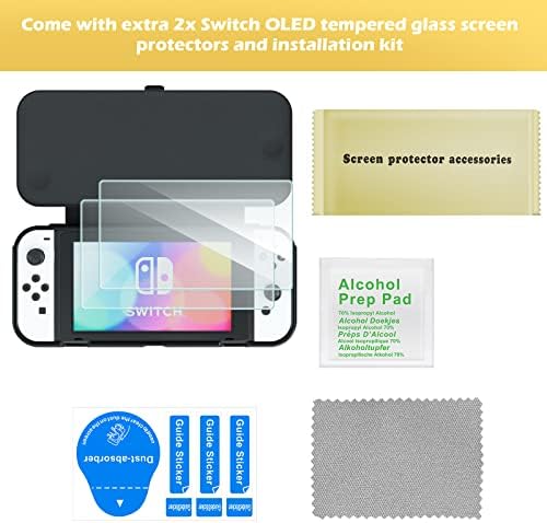 Procase Flip Cover за Nintendo Switch OLED со 2 заштитници на екран со темперамент на стакло, тенок заштитен случај со магнетски