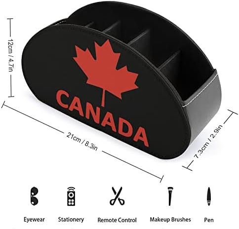 Канада знаме јавор за печатење ТВ далечински управувач за складирање на кутии ПУ кожа 5 прегради за десктоп организатор