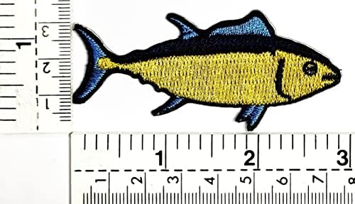 HHO лепенка симпатична жолта риба лепенка лосос риба цртана лепенка лепенка морска риба везена железо на закрпи шиење на зачеки