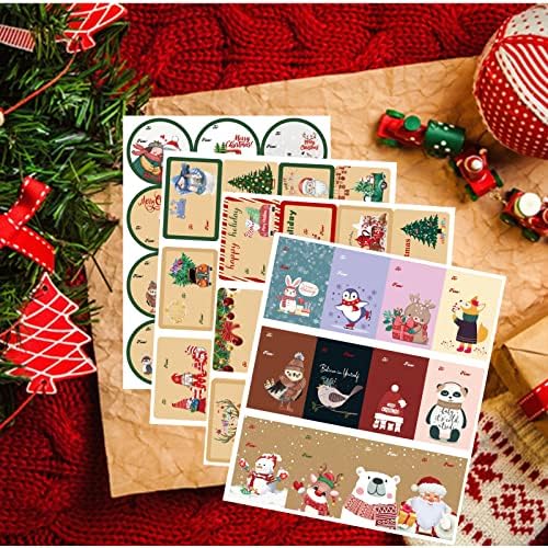 Налепница За Божиќни Подароци Од 288 парчиња, 48 Дизајни Самолепливи Етикети За Налепници За Божиќни Подароци, До И од Божиќни Етикети За