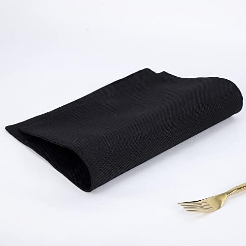 SLKQG Црни Платнени Подлоги Комплет Од 6-Двојно Задебелени Лесни За Чистење Ткаенини Во Ленен Стил-Подлошки За Перење Во Машина-Душеци
