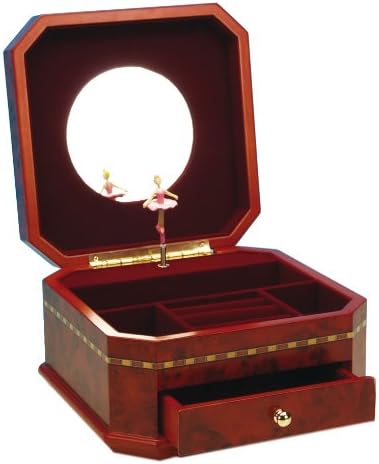 MusicBox Kingdom 25122 Дрвена музичка кутија за накит, свирејќи „малку ноќна музика“