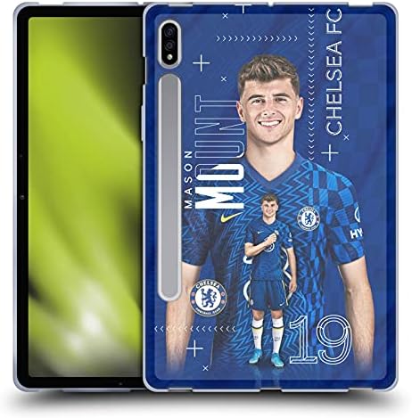 Дизајн на главни случаи официјално лиценциран фудбалски клуб Челси Мејсон Монт 2021/22 Прв тим мек гел кутија компатибилен со Samsung Galaxy Tab S7 5G
