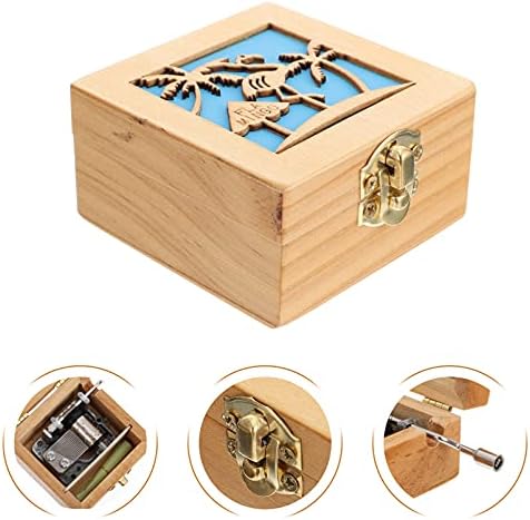 Party Kindom Rand Crank Music Box, дрвена рачна чудак Фламинго музичка кутија подароци играчки Дрво занаетчиски комплет подарок за роденден/Божиќ/ден на вinesубените Гроздобер дом