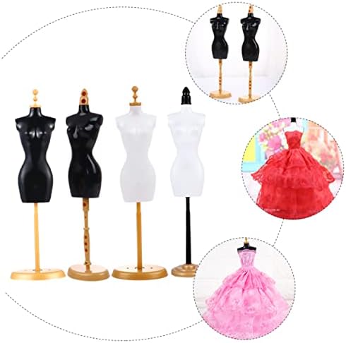 Нолитој 4 парчиња заграда за кукли, фустани за фустани за облекување облека, кукла пластична црна манекен формира ткаенини рамки