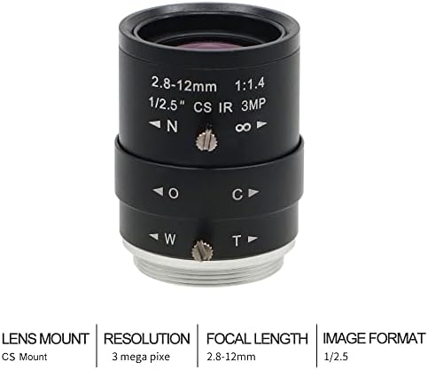 Додатоци за лабораториски микроскоп 2.8-12mm Мегапикселни CCTV леќи 1/2.5 F1.4 Рачен варифокален CS монтиран леќи за фотоапарати