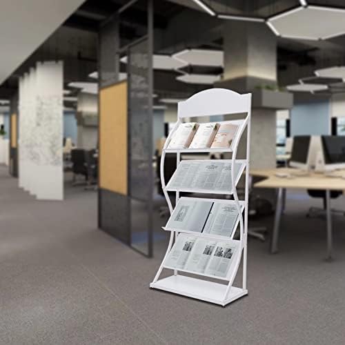 Решетката за списанија со 4 нивоа на подот, решетката за складирање на решетката, организатор за библиотеки за домашни канцеларии, бело）