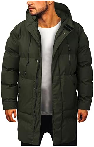 Ubst Tunic Down Down јакни за мажи, зимски памук со топол палто со средна должина долга палто со ветерно-качулка надворешна облека