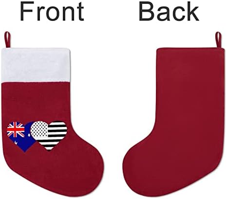 Австралиско знаме и американско знаме Божиќно висечки порибување симпатична санта чорап за украси за украси на Божиќ