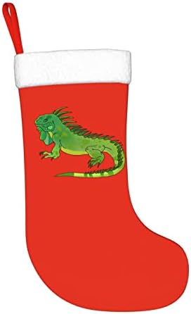 Јујуј голема игуана Божиќна порибна декорација на одмор камин виси чорап 18 инчи чорапи