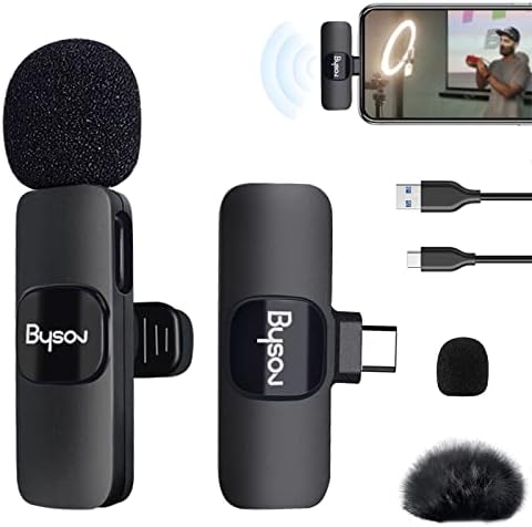 Byson безжичен лавалиер микрофон за Type-C Android телефон, USB-C Lavalier микрофон за паметен телефон, YouTube, Tiktok, живо во