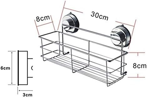 Zhanmam ќош држач за складирање полици бања со вшмукувачка чаша за туширање во корпа за туширање од не'рѓосувачки челик прилагодлива база 30x8cm