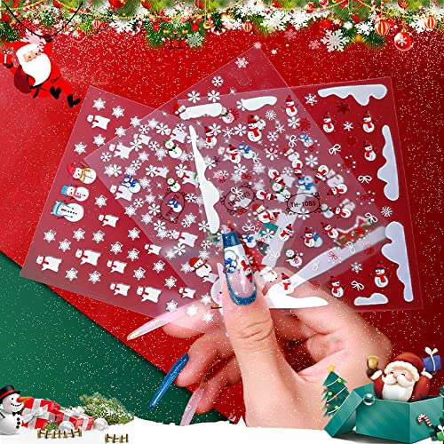 Божиќни налепници за уметност на ноктите декорации за нокти 3Д снегулка на снежни нокти дизајни на Божиќ