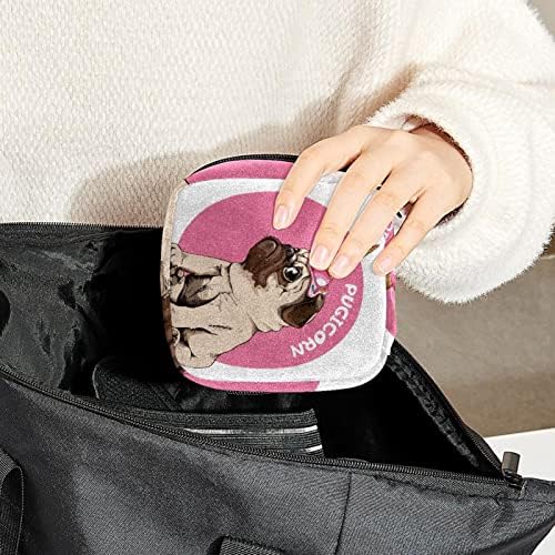Санитарна торба за складирање на салфетка, здраво пуканкорна смешна пушка куче преносна менструална подлога торба за тинејџери продавници за гаќички тампони сани