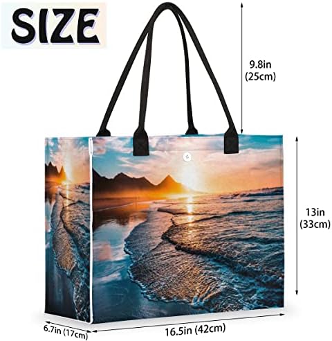 Пардик летна плажа зајдисонце хоризонт торба за жени за жени патувачки торбички за еднократна употреба на намирници торбички за работа за работа