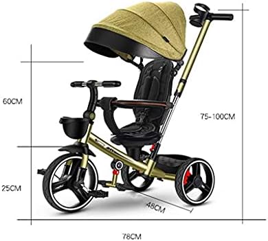 Трицикл на Waljx Bicyclekids со тринасочна прилагодлива трева, дете трицикл со одвојливи педали, трик на дете со ротатибилно седиште, на возраст