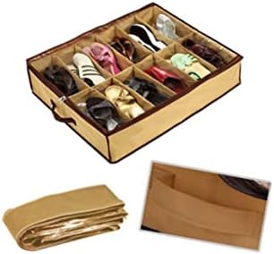 Kuyyfds 12 пара уредни под кревет неткаена ткаенина за чување чевли за складирање на чевли држач за кутии за плакари за чевли за чевли