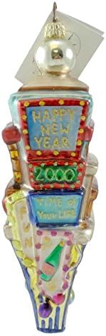 Кристофер Радко Тајмс Сквер/Сметајте го стаклото украс Нова Година 2000 - Еден стаклен украс 7,5 инчи - 992840 - разнобојно