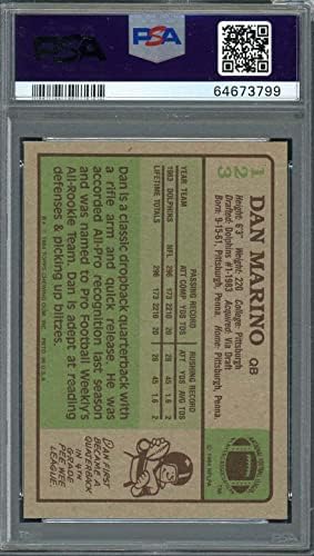 Дан Марино 1984 година Фудбалска картичка за дебитант на Топс РЦ 123 оценета ПСА 5