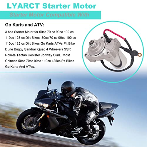 Lyarct 3 Bolt Starter Motor со делови од линијата компатибилен со ATV 50CC 70 CC 90CC 100CC 110CC 125CC 4 мозочен удар квад -тркала Taotao SSR Roketa Go Karts Pit Pit Bike Jonway Sunl Dune Buggy Sandrail Coolster Coolster