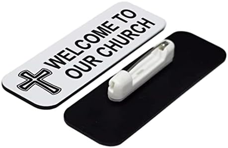 Добредојдовте Во Нашата Црква, Крст Дизајн, 1 х 3 Ознака За Име/Значка, Четкано Злато