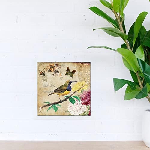 Француски колибри пеперутка Песочна цветница дрвена знак гроздобер француски постер плакета природа растенија фарма куќа wallидна