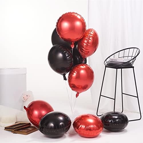 18 Инчни Тркалезни Миларни Балони, 10 парчиња Црвена Црна Фолија Балони Со Хелиум Божиќни Балони За Украсување Забави
