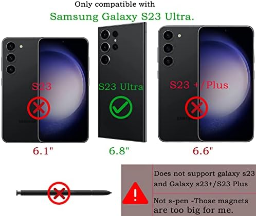 Валхауг Паричник Случај За Samsung Galaxy S23 Ултра - Безжично Полнење, Рфид Блокирање, Рачниот Зглоб и Рамо Ремени, Мулти-Функционален