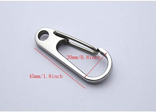 Luluxing 6pcs од не'рѓосувачки челик тешки клучеви прстени мини карабини за клучеви за клучеви Quickdraw куки за клучеви за ланец EDC алатки