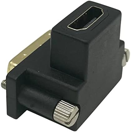 Dafensoy 90 степени надолу Angled DVI до HDMI адаптер, позлатен DVI машки до HDMI женски, за компјутер и HDTV & графичка картичка,