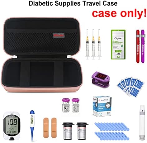 Снабдување со дијабетичари Елонбо, куќиште за патување, торба за организатор на снабдување со дијабетичко, куќиште за складирање на мерач на гликоза, инсулин пенка