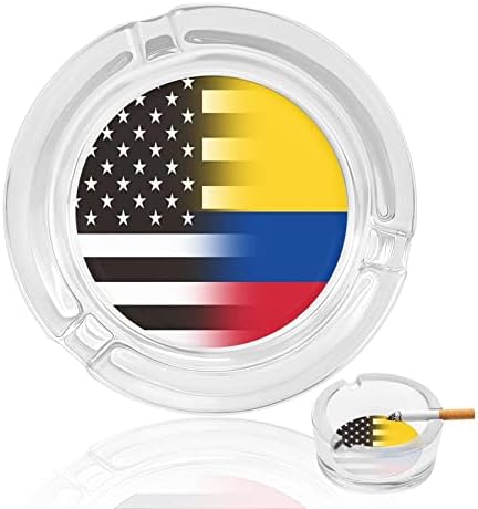 Црна и бела САД Колумбија знаме стакло од пепел за цигари класични кружни чисти кристални пепелници