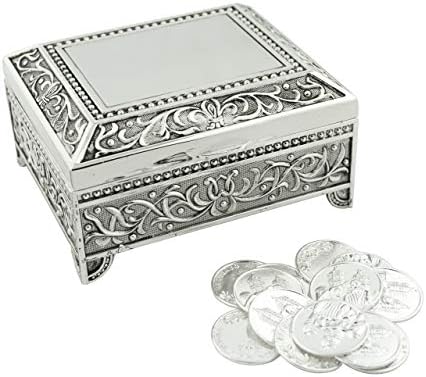 Las arras matrimoniales | Свадбени токени | Монети за единство | Прекрасна декоративна кутија во сребрен тон | Традиционална шпанска
