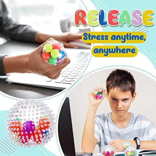 Lenwen 12 парчиња еж Стрес топка Сензорни Своисти топки Скоска фигура играчки стискаат фидгестична топка за ублажување на анксиозноста Возрасни мали тинејџери аутиза