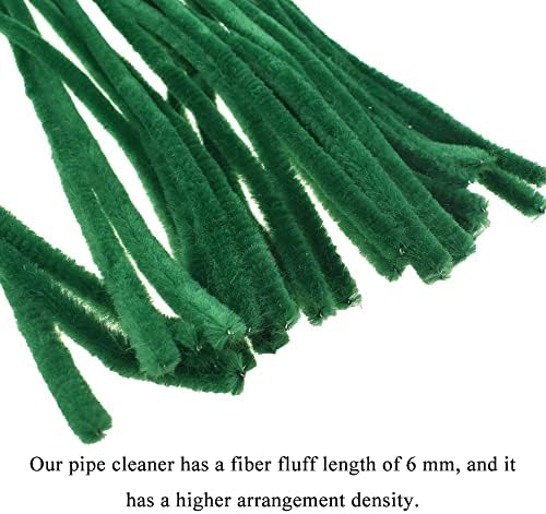 Hahiyo 12inches*6mm зелена 70pcs чистач за чистење на цевки Chenille СТЕМ Екстра долга чинил чистачка цевка СТЕМ стабилна и мека