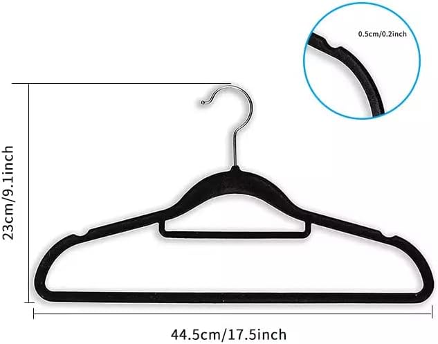 Thermalinx Premium Velvet Hangers 50 Пакет - Не -лизгање, трајни, закачалки за облека за заштеда на вселената - црни закачалки со ротирачка кука со 360 степени - закачалки за тешки палт?