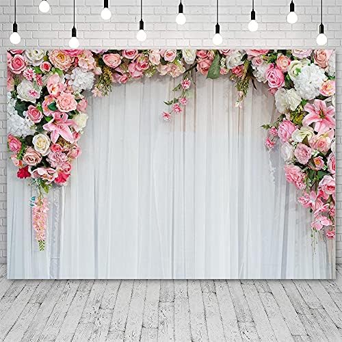 Ablin 10x7ft Цветниот wallиден позадина за невестински туш свадба розови цвеќиња фотографија позадина среќен роденден банер годишнина