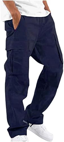 Карго панталони за мажи есен зимски плишани плочи со цврста боја, случајна мулти-џебна спортска фитнес, директно панталони