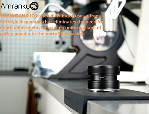 Дистрибутер на кафе Амранкуо 58,5мм и Тампер, 2-во-1 еспресо за поднесување на гравитација-идеален за кафулиња и почетници со голем