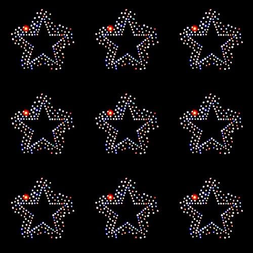 Многу 9 разнобојни starвездени блажечки железо на 2,8 'од 2,8' starвездени во облик на rhinestones patch кристал за топлинска