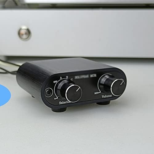 Audio прекинувач за аудио прекинувач BKDFD со 3,5 mm со контролер на јачината на линијата, 3 во 1 out 1/8 AUX Switcher Splitter Box, inline